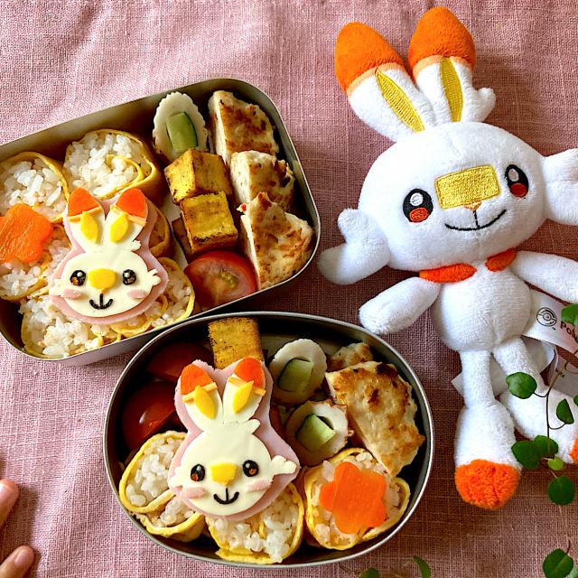 ヒバニー ポケモン弁当 ちびたんとべびたんの幼稚園お弁当/抹茶